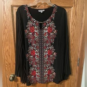 JM Collection Tunic. Black/red. Size XL